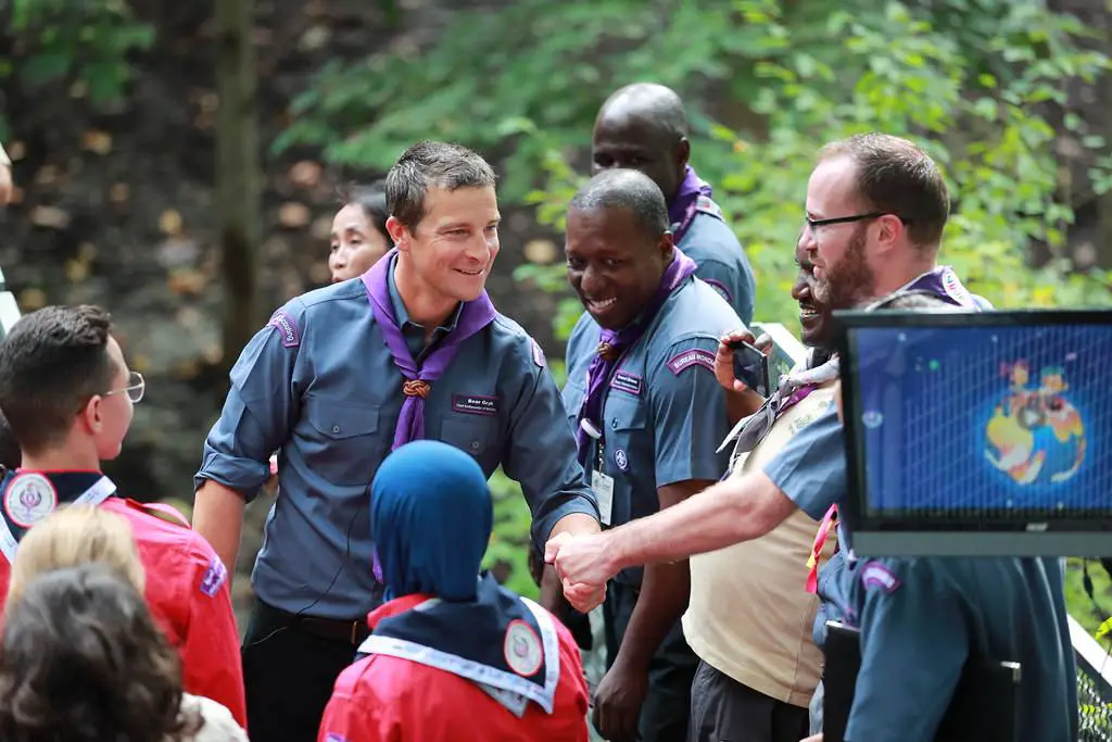 Bear Grylls during a visit on World Scout Jamboree site