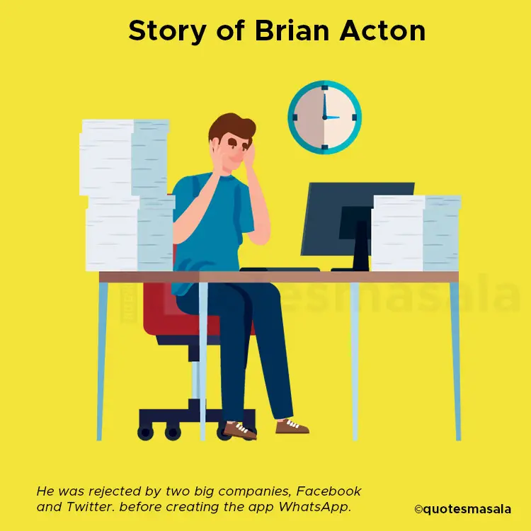 Illustration of Brian Acton rejected by Facebook and Twitter.