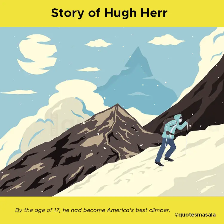 Illustration of Hugh Herr at Mount Washington when he had an accident.