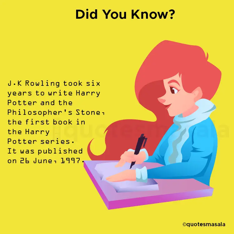 Illustration of JK Rowling writing-her-first-book, Harry Potter and the Philosopher's Stone